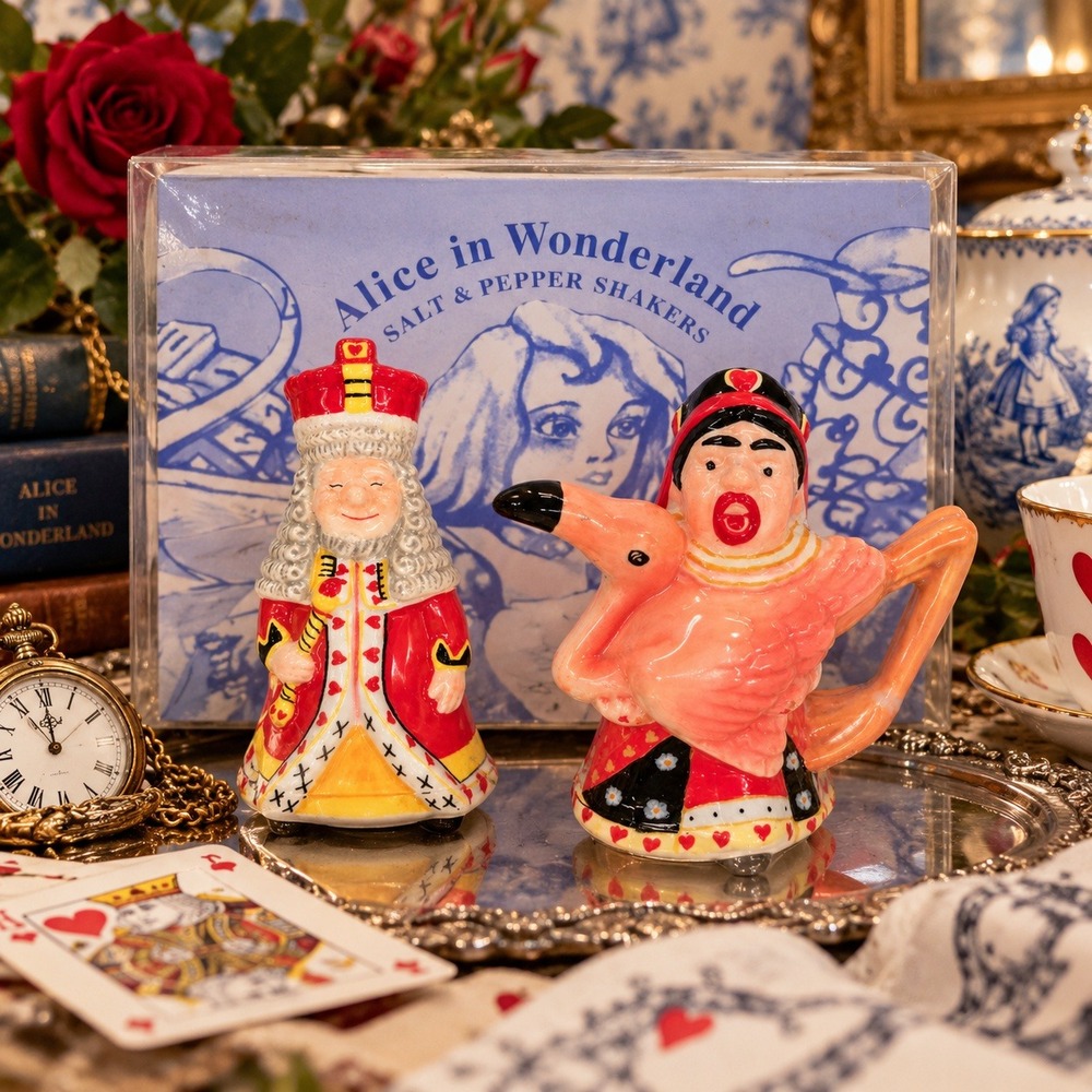 Paul Cardew Alice in Wonderland King and Queen of Hearts Salt & Pepper Shakers